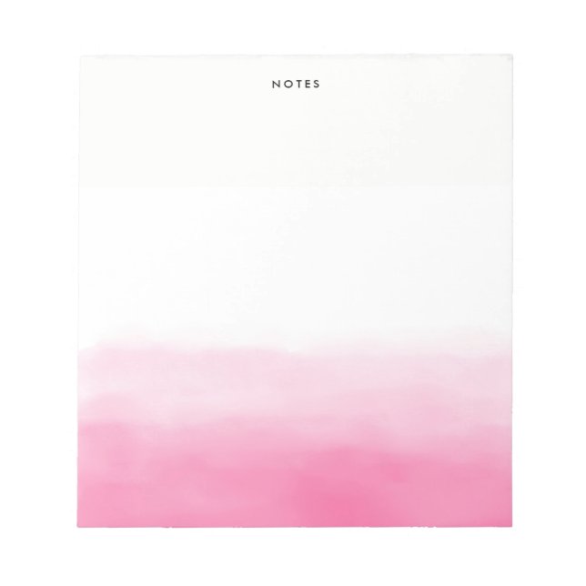 Hot Pink Wasserfarbe Ombre Chic Personalisiert Notizblock (Vorderseite)