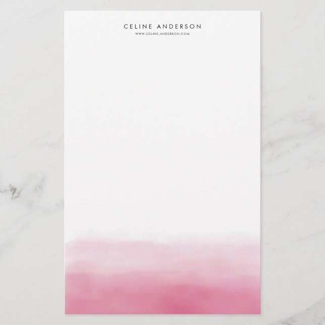 Hot Pink Wasserfarbe Ombre Farbton Personalisiert Briefpapier (Vorderseite)
