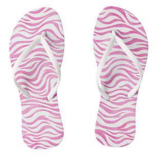 Hot Pink Wasserfarbe Zebra Print Flip Flops