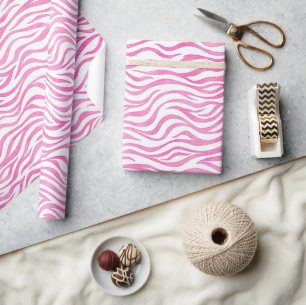 Hot Pink Wasserfarbe Zebra Print Geschenkpapier