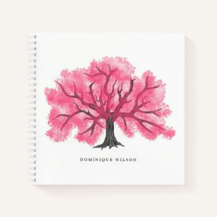 Hot Pink Wasserfarben Kirschblossom Tree Notizbuch