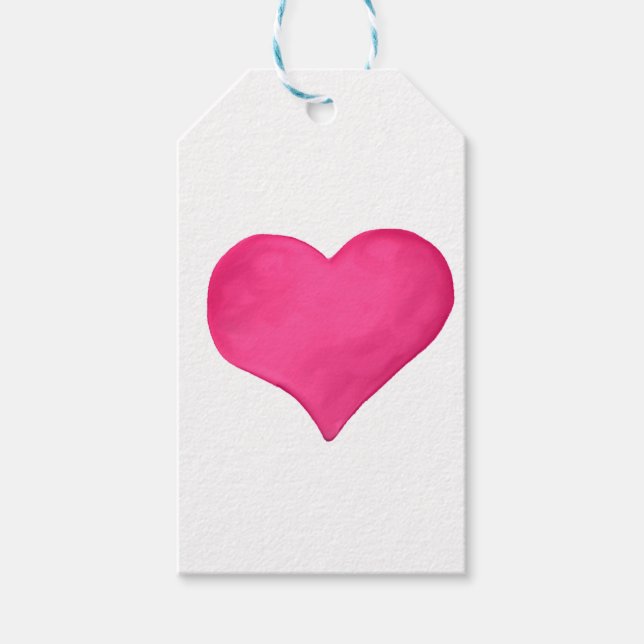 Hot Pink Watercolor Herz Geschenkanhänger (Vorderseite)