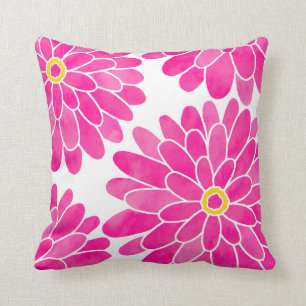 Hot Pink Watercolor Zinnias Kissen