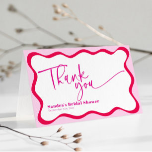 Hot Pink Wavy Border Brautparty Vielen Dank Dankeskarte