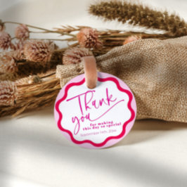 Hot Pink Wavy Border Danke Brautparty Geschenkanhänger