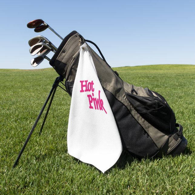 Hot Pink Weißes Golfhandtuch (Gras)