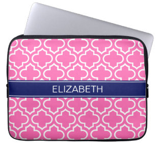 Hot PInk Welches marokkanische Monogramm für Navy  Laptopschutzhülle