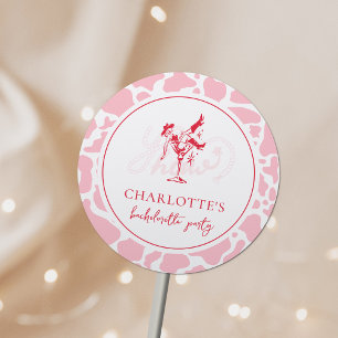 Hot Pink Western Junggeselinnen-Abschied Runder Aufkleber