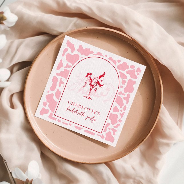 Hot Pink Western Junggeselinnen-Abschied Serviette (Von Creator hochgeladen)