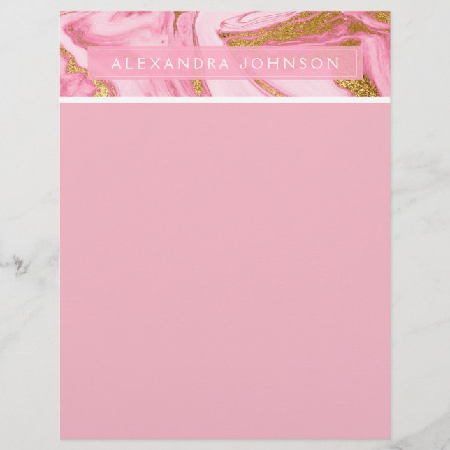 Hot Pink, White and Gold Foil Moderner Marmor (Vorderseite)