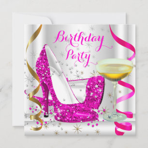 Hot Pink White Gold Glitzer High Heels Champagne 4 Einladung