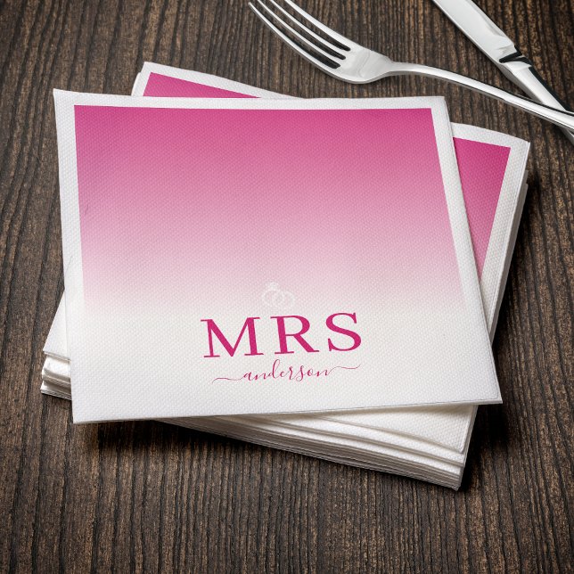 Hot Pink & White Ombre Mrs. Brautparty Wedding Serviette (Hot Pink & White Ombre Mrs Bridal Shower Wedding Napkins
)