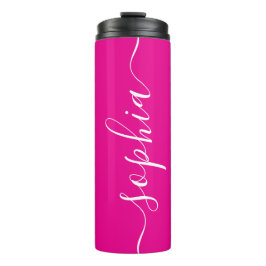 Hot Pink White Script Custom Thermal Tumbler Thermosbecher