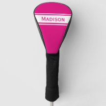 Hot Pink White Stripes Modern Name Monogram