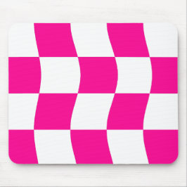 Hot Pink White Wavy Checkerboard Muster Mousepad