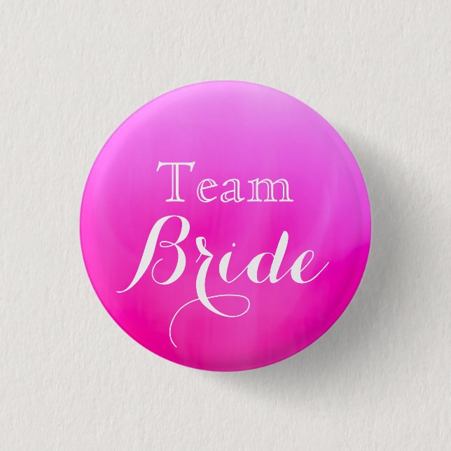 Hot Pink White Wedding Team Bridge Button (Vorderseite)