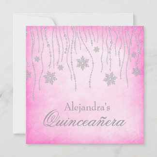 Hot Pink Winter Wonderland Schneeflocken Quinceane Einladung