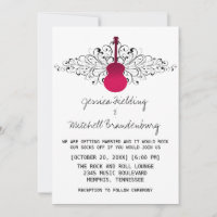 Hot Pink Wirbel Gitarre Hochzeitseinladung
