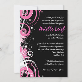 HOT PINK WIRBEL & STARS Bat Mitzvah Einladung