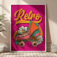Hot Pink&Yellow RETRO Roller Skate