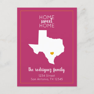 Hot Pink & Yellow Zuhause Sweet Zuhause - Texas Mo Ankündigungspostkarte