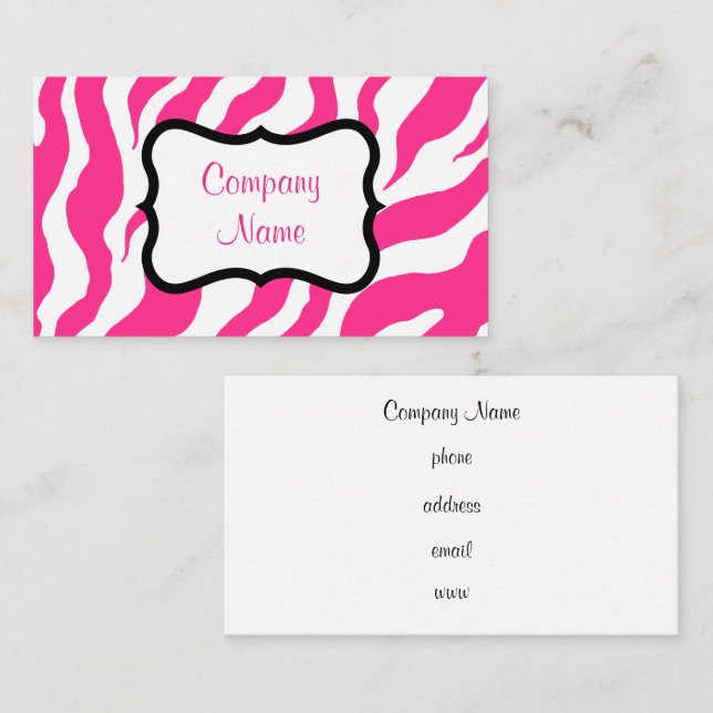 Hot Pink Zebra Business Card Visitenkarte (Vorne/Hinten)