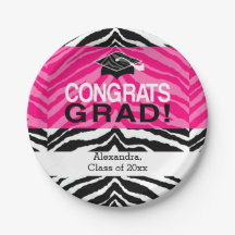 Hot Pink Zebra Glückwunschs Girl's Graduation Part