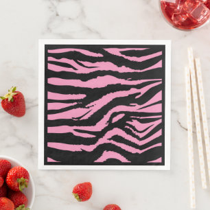 Hot Pink Zebra Print Dinner Napkins Serviette