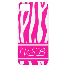 Hot Pink Zebra Print mit Monogramm