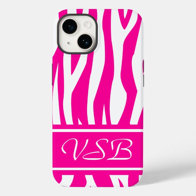 Hot Pink Zebra Print mit Monogramm title_seo2 (Rückseite)