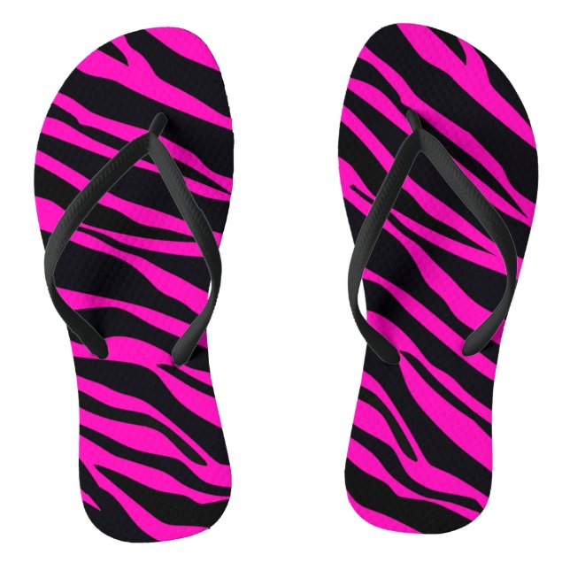 Hot Pink Zebra Streifen Flip Flops (Fußbett)