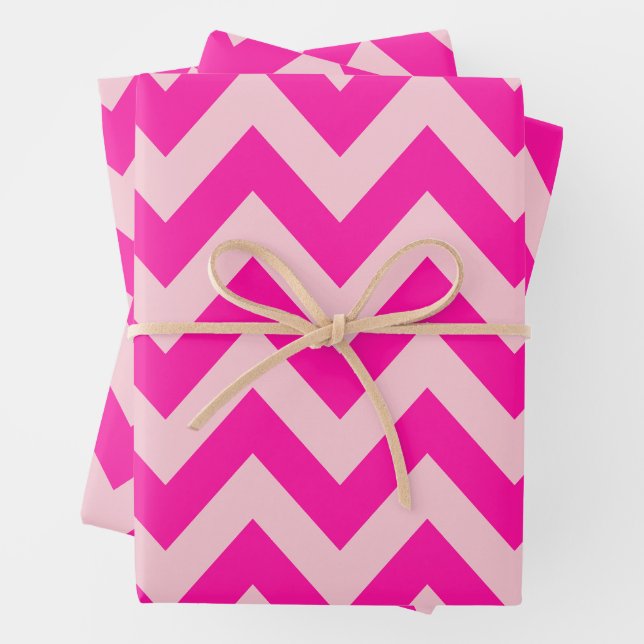 Hot Pink Zickzack Zigzag Muster Geschenkpapier Set (Beispiel)