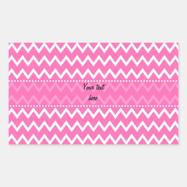 Hot Pink Zigzag Muster Rechteckiger Aufkleber (Vorderseite)
