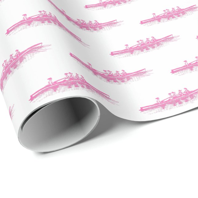 Hot Pnk White Women Rowing Rowers Crew Team Sport Geschenkpapier (Rolleneckpunkt)