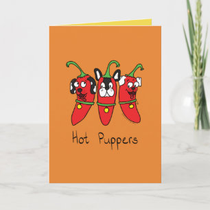 Hot Puppers Puppy Hund Paprikaschoten Grußkarte Karte