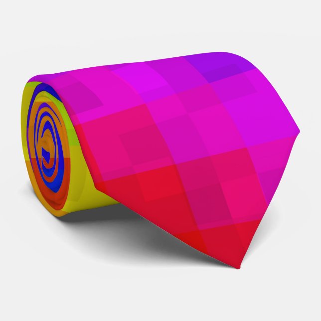 Hot Rainbow Mosaik Shimmer Krawatte (Gerollt)