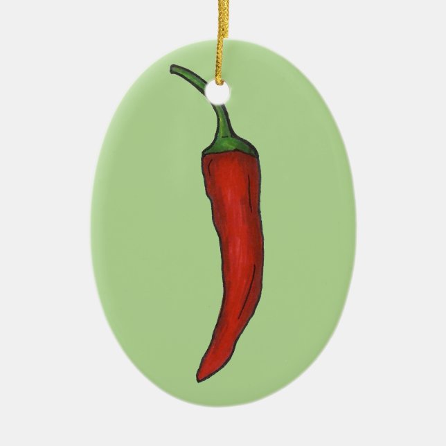 Hot Red Chile Chili Pfeffer Gewürzmischung Gemüsep Keramik Ornament (Vorne)