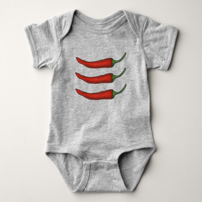 Hot Red Chili Chile Pepper Paprikaschoten Kochen F Baby Strampler (Vorderseite)