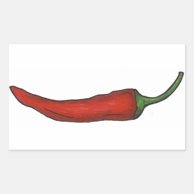 Hot Red Chili Pfeffer Gewürzter Chile Paprikaschot Rechteckiger Aufkleber (Vorderseite)