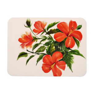 Hot Red Hibiskus Magnet