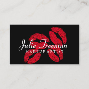 Hot Red Lips Kisses Makeup Artist Salon Karte