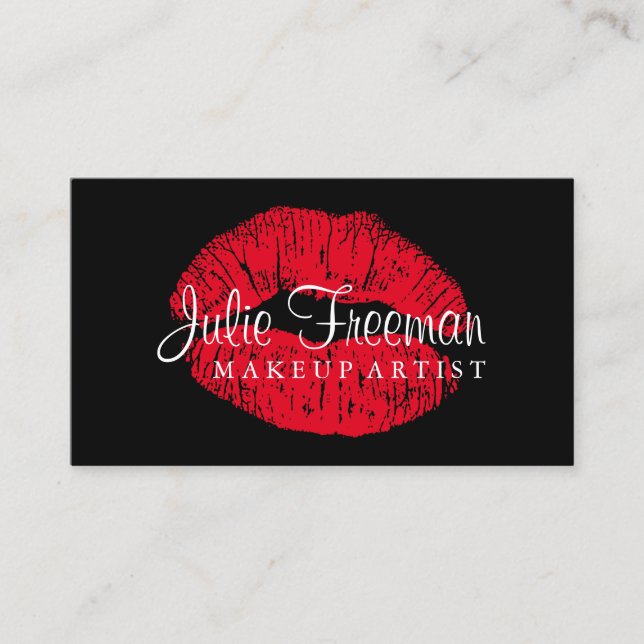 Hot Red Lips Makeup Artist Salon Card Visitenkarte (Vorderseite)