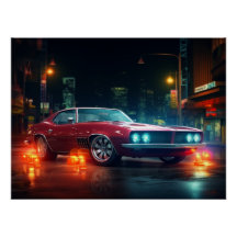 Hot Red Wheels Cinematic Auto Kunstdrucke