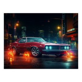 Hot Red Wheels Cinematic Auto Kunstdrucke Poster
