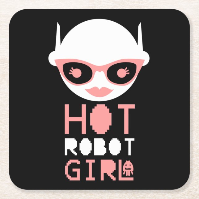 Hot Roboter Rechteckiger Pappuntersetzer (Vorderseite)