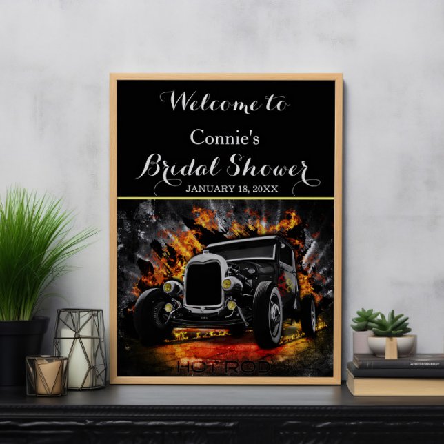 Hot Rod party fire Bridal Shower Sign Poster (Von Creator hochgeladen)