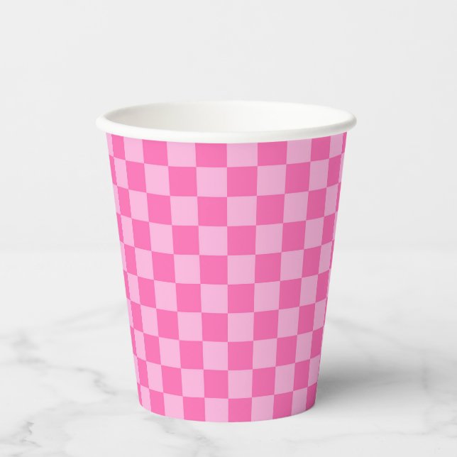Hot Roink Checkerboard Pappbecher (Vorderseite)