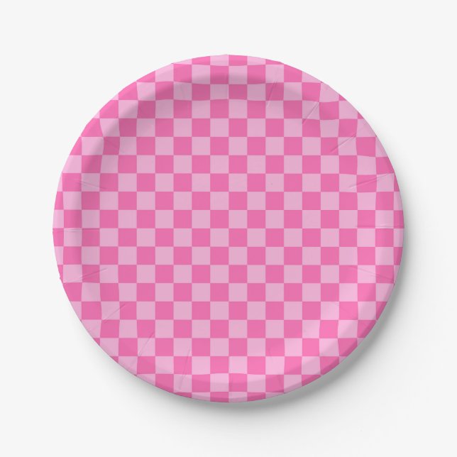 Hot Roink Checkerboard Pappteller (Vorderseite)