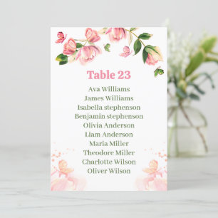 Hot-Rosa-Blume-Schmetterlinge-Sitzkarte Einladung