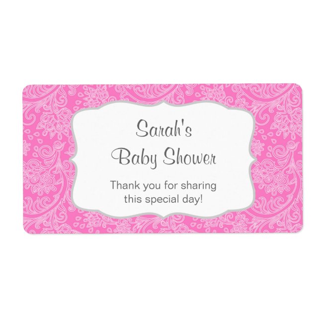 Hot rosa Damask Wasser Flasche Gefallen anpassen (Vorne)